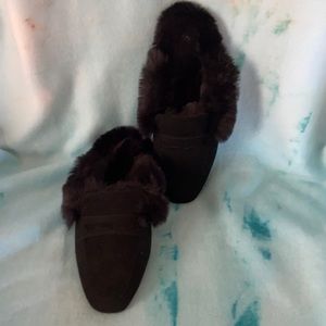 Miss Lola black fuzzy flats